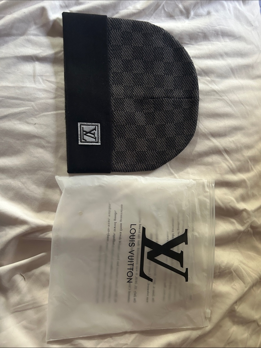Louis Vuitton Men’s Checkerboard Black & Gray Beanie